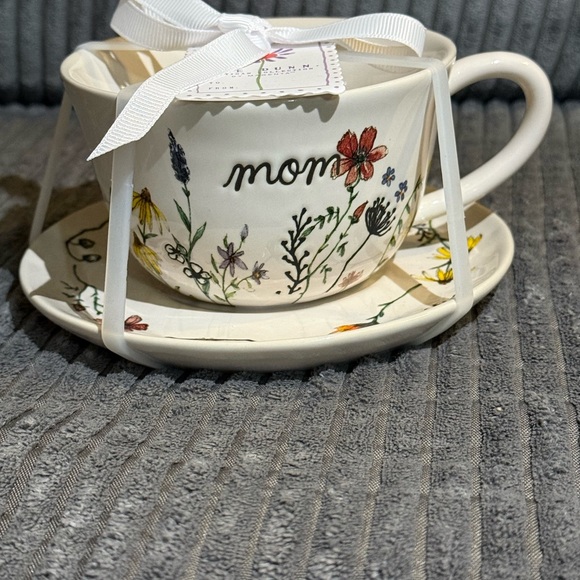 Rae Dunn Other - Rae Dunn Floral ‘Mom’ Tea cup and Saucer Set - New